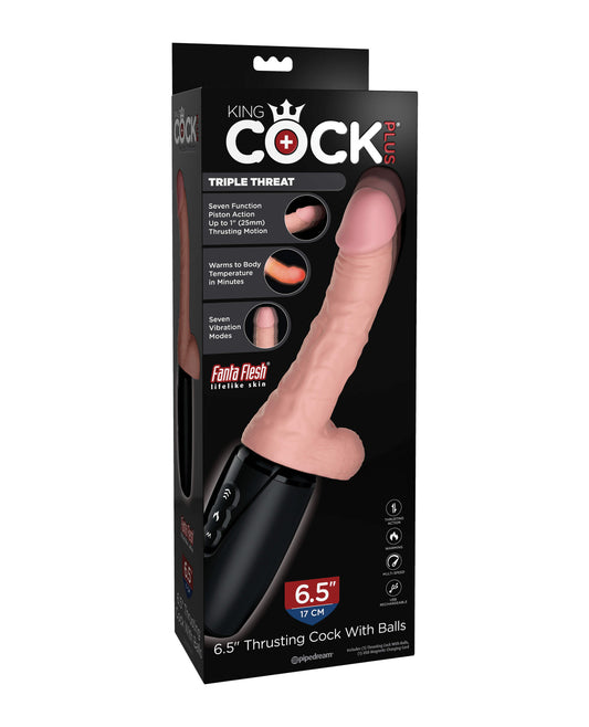 King Cock Plus Thrusting, Warming &amp; Vibrating 6.5&quot; Triple Threat Dong
