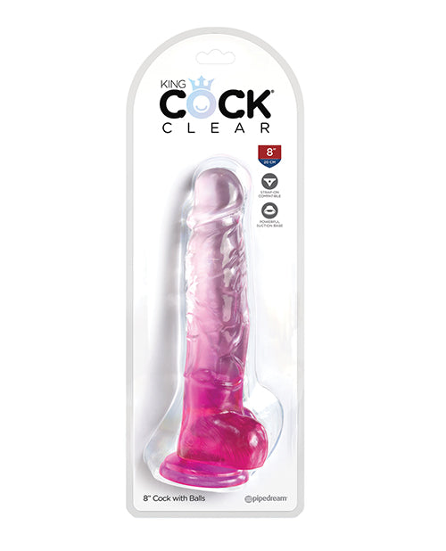 King Cock Clear 8" Cock w/Balls