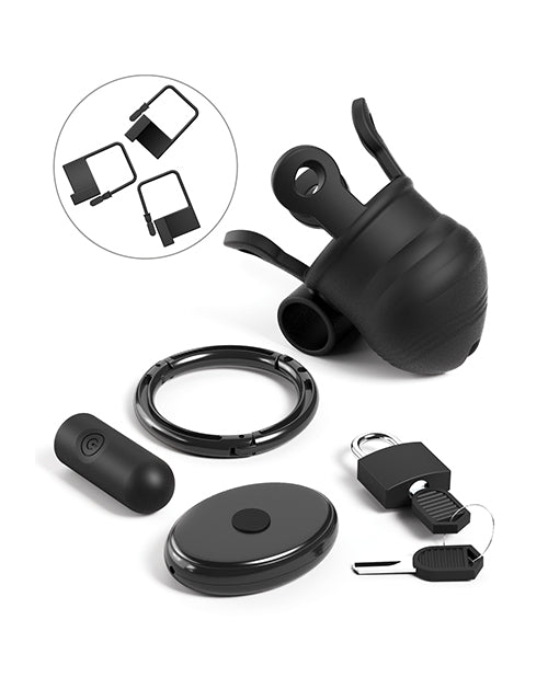 Fantasy C-Ringz Control Core Trainer Remote Controlled Vibrating Cock Blocker - Black
