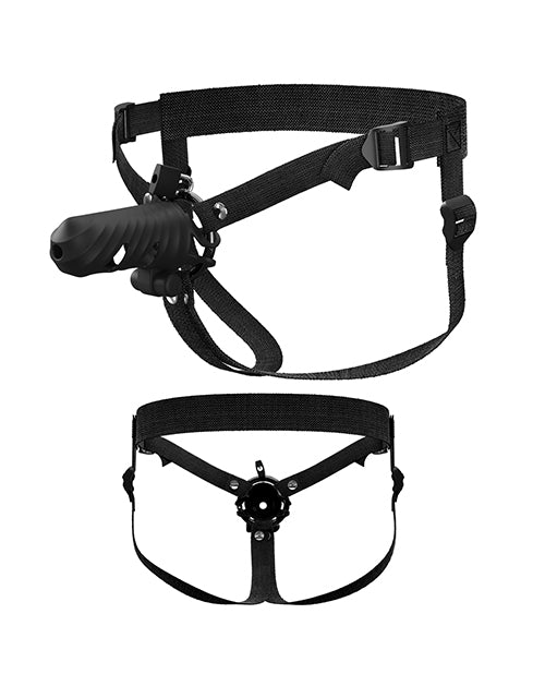 Fantasy C-Ringz Control Core Harness Remote Controlled Vibrating Cock Blocker - Black