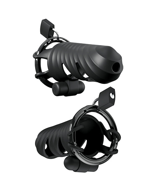 Fantasy C-Ringz Control Core Harness Remote Controlled Vibrating Cock Blocker - Black