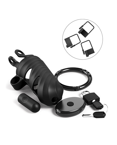 Fantasy C-Ringz Control Core Harness Remote Controlled Vibrating Cock Blocker - Black