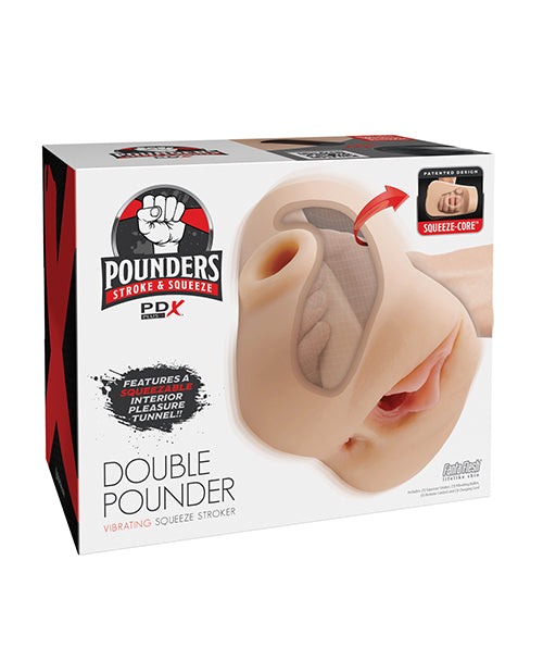 PDX Plus Double Pounder Vibrating Squeeze Stroker - Light