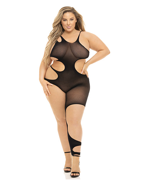 Pink Lipstick Show You How Cut Out Bodystocking Black O/S