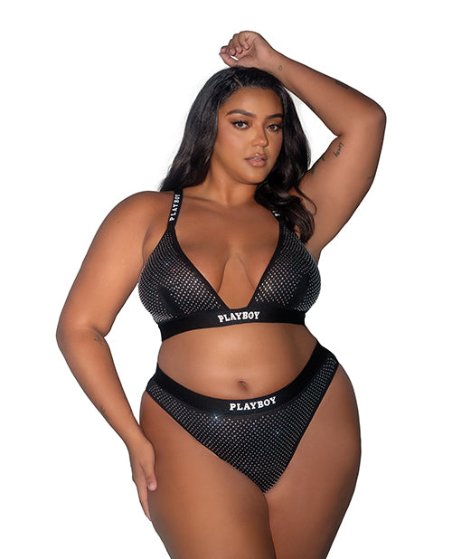 Playboy by Roma Playboy Disco Fever Rhinestone Bralette w/Thong 2 pc Set - Image 6