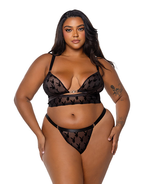 Playboy by Roma Playboy Bunny Charm Mesh Bralette w/Thong 2 pc Set - Image 5