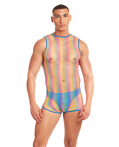 Xavier & Kitty's Romper Room Rainbow Party Pride Star Mesh Singlet 2 pc Set w/Thong