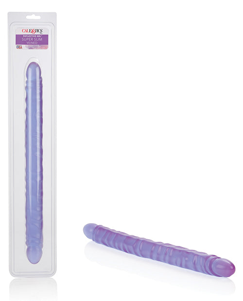 17” Slim Jim Duo Veined Super Slim Dong - Reflective Gel Purple
