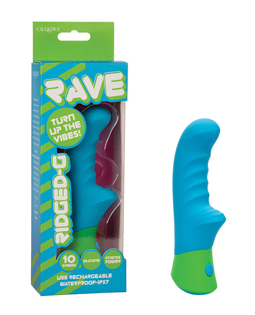 Rave Ridged-G Massager w/Rippled Shaft &amp; Stimulator - Blue/Green