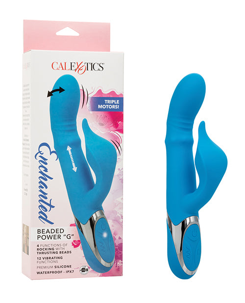 Enchanted Beaded Power &quot;G&quot; Vibrator - Blue