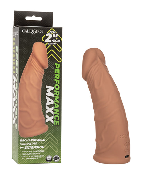 Performance Maxx 7&quot; Vibrating Penis Extension - Brown