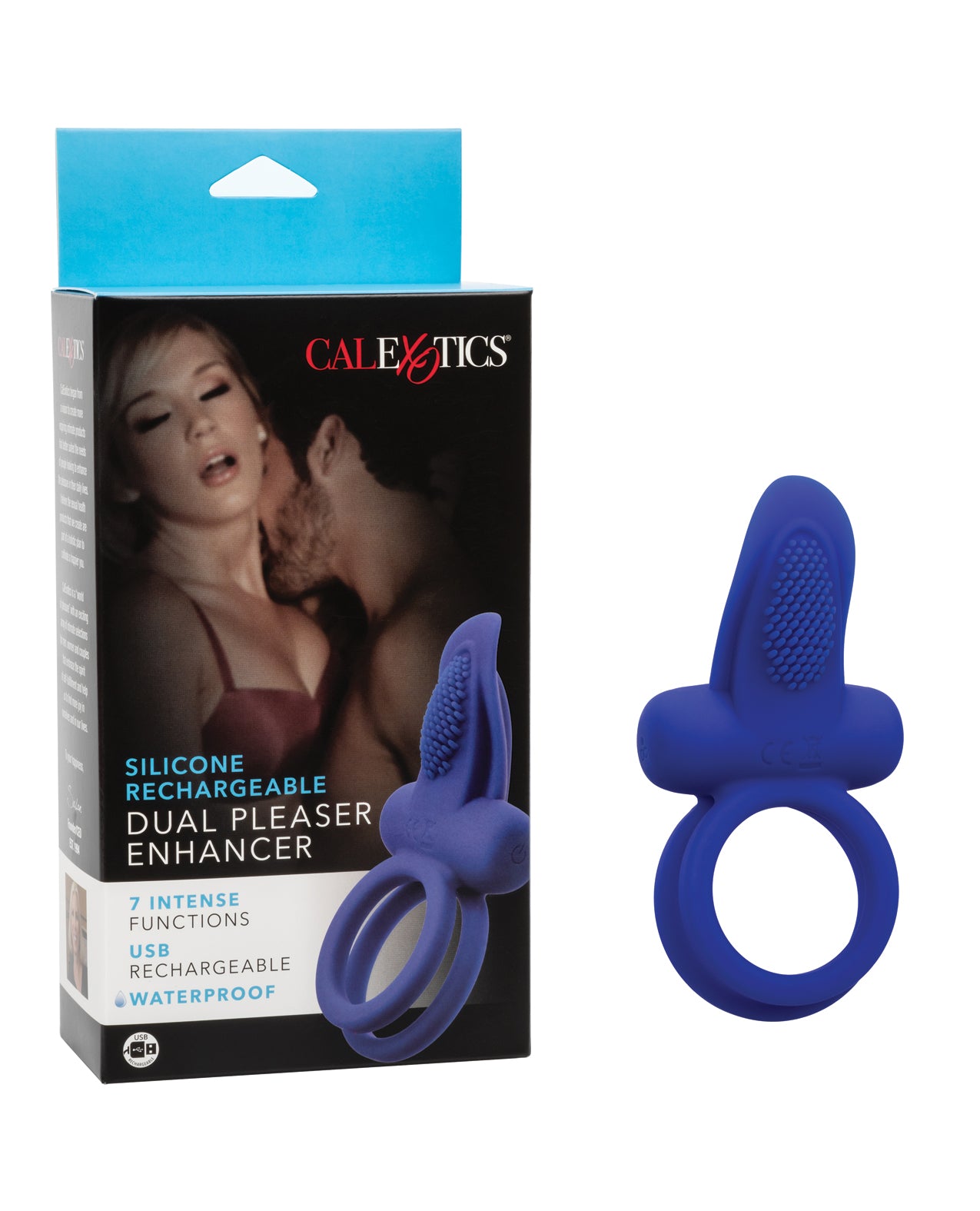 Couple&apos;s Enhancers Silicone Rechargeable Dual Pleaser Enhancer - Blue