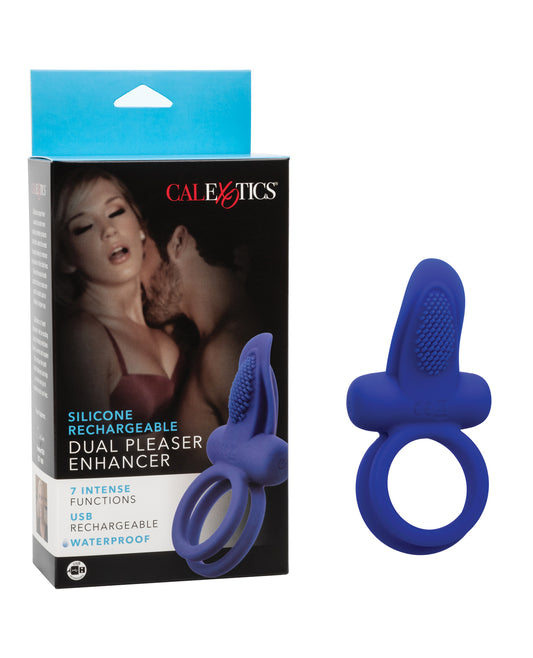 Couple&apos;s Enhancers Silicone Rechargeable Dual Pleaser Enhancer - Blue