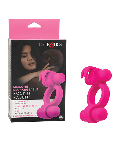Couple&apos;s Enhancer Silicone Rechargeable Rockin&apos; Rabbit Enhancer - Fuchsia