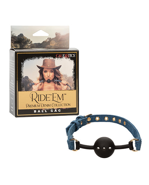 Ride &apos;Em Premium Denim Collection Ball Gag