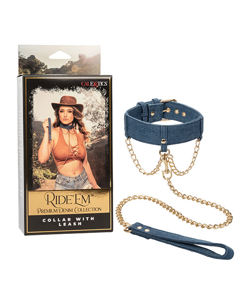 Ride Em Premium Denim Collection Collar w/Leash