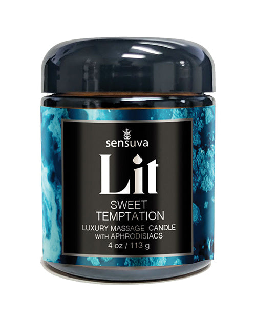 Sensuva Lit Sweet Temptation Luxury Massage Candle - 4 oz Vanilla, Sugar &amp; Sweet Pea