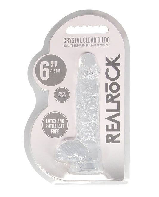 Shots RealRock Realistic Crystal Clear 6&quot; Dildo w/Balls - Transparent Clear