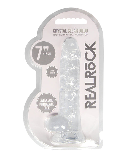Shots RealRock Realistic Crystal Clear 7&quot; Dildo w/Balls - Transparent Clear