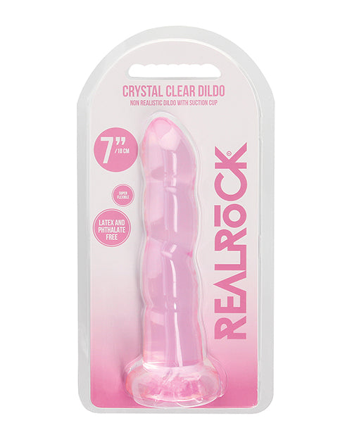 Shots RealRock Crystal Clear Non Realistic 7&quot; Dildo - Pink