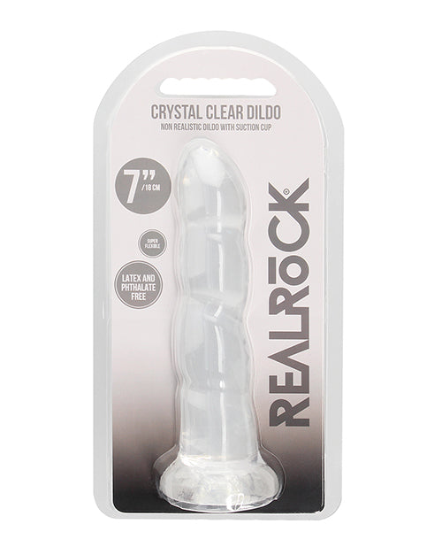 Shots RealRock Crystal Clear 7&quot; Rippled Dildo - Transparent