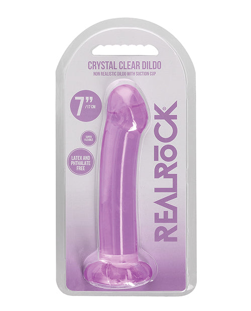 Shots RealRock Crystal Clear 7&quot; Dildo - Purple