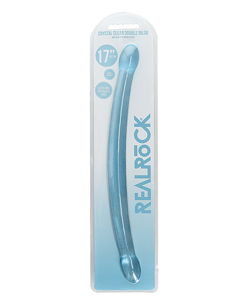 Shots RealRock Crystal Clear 17&quot; Double Dildo - Blue