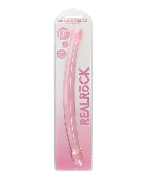Shots RealRock Crystal Clear 17&quot; Double Dildo - Pink