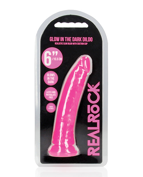 Shots RealRock 6" Slim Dildo Glow in the Dark
