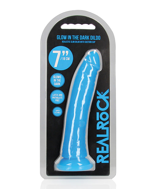 Shots RealRock 7" Slim Dildo Glow in the Dark