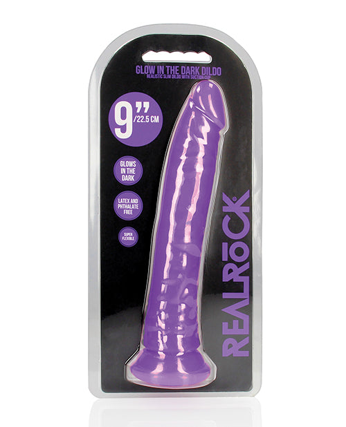 Shots RealRock 9" Slim Dildo Glow in the Dark