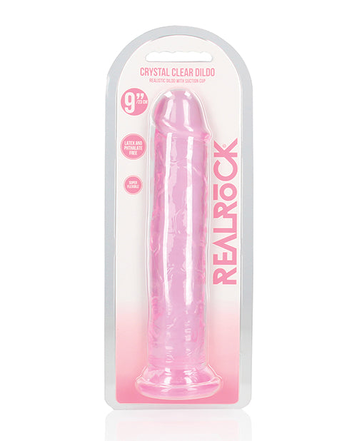 Shots RealRock Crystal Clear 9" Straight Dildo w/Suction Cup