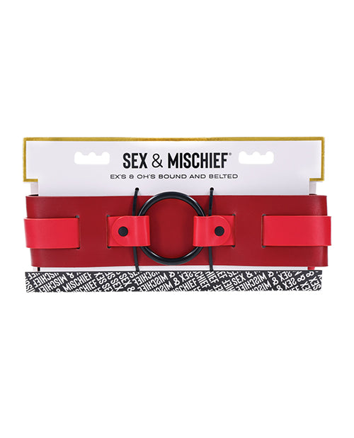 Sex &amp; Mischief Ex&apos;s &amp; Oh&apos;s Bound &amp; Belted - Red/Black