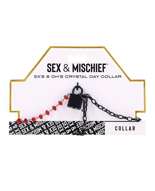 Sex &amp; Mischief Ex&apos;s &amp; Oh&apos;s Crystal Day Collar - Red/Black