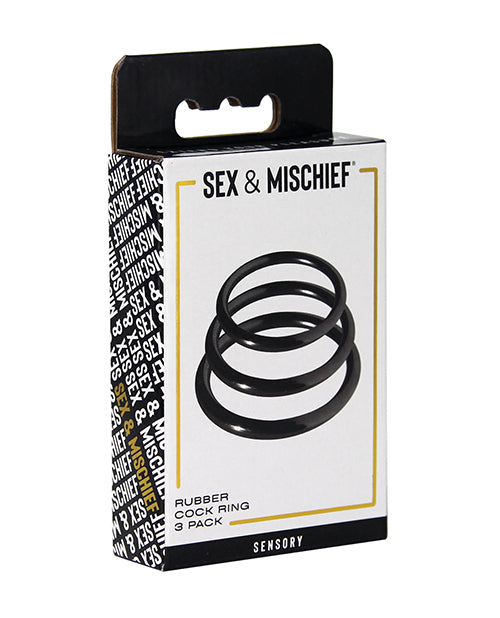 Sex &amp; Mischief Nitrile Cock Ring Pack of 3