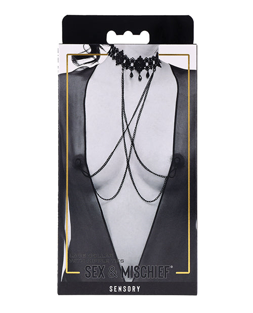 Sex &amp; Mischief Lace Collar with Nipple Ties