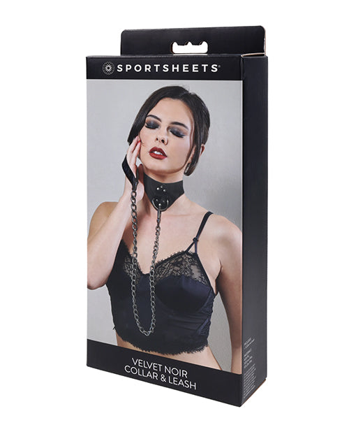 Sportsheets Velvet Noir Collar &amp; Leash - Black