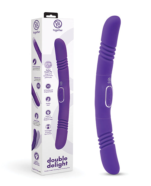 Together Double Delight Double-Ended Vibrating &amp; Thrusting Vibrator - Purple