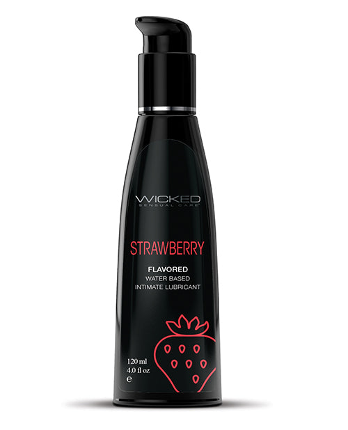 Wicked Sensual Care Aqua Water Based Lubricant - 4 oz Strawberry