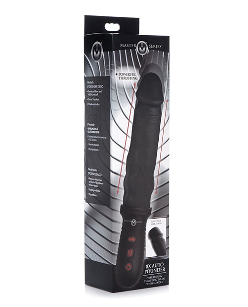 Master Series 8X Auto Pounder Vibrating &amp; Thrusting Dildo w/Handle - Black