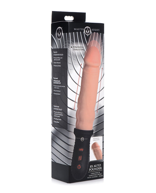 Master Series 8X Auto Pounder Vibrating &amp; Thrusting Dildo w/Handle - Flesh