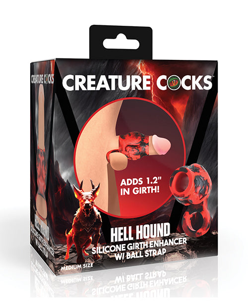 Creature Cocks Hell Bound Penis Sleeve &amp; Ball Stretcher - Medium, Red/Black