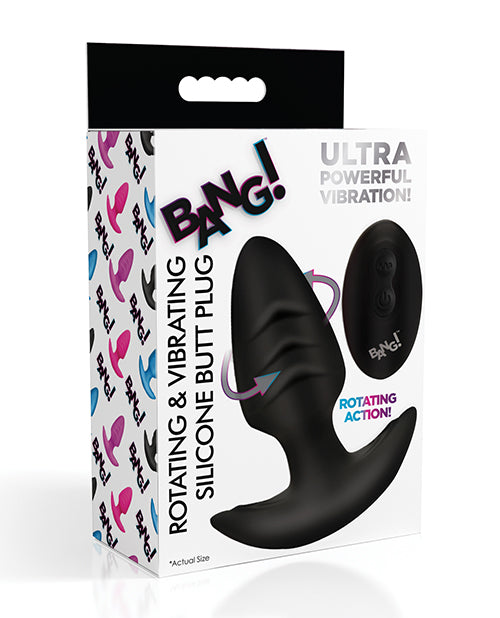 Bang! Rotating &amp; Vibrating Tapered Butt Plug w/Remote - Black