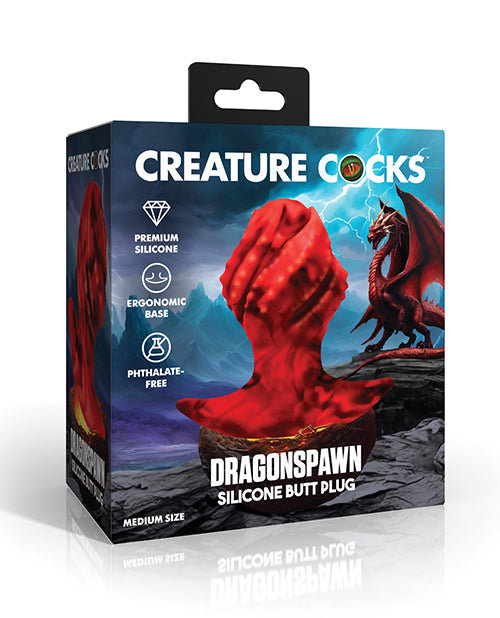 Creature Cocks Dragonspawn Silicone Butt Plug Medium - Black/Red