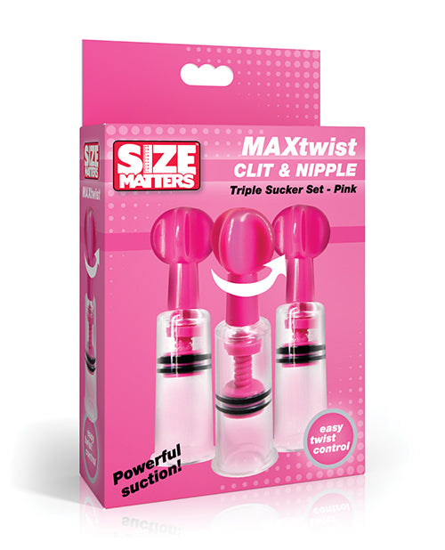 Size Matters MAXtwist Clit &amp; Nipple Triple Sucker Set - Pink